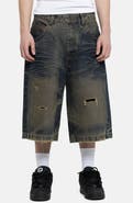 JADED LONDON Colossus Cinch Back Wide Leg Denim Shorts