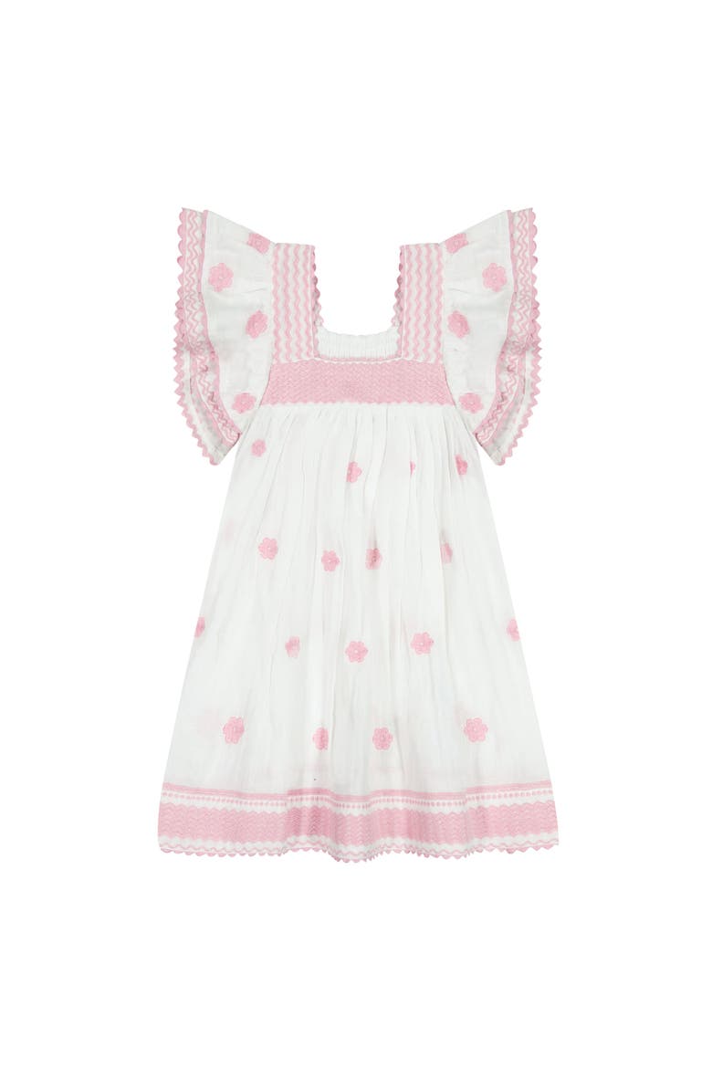 Mer St. Barth Serena Girl's Tassel Dress White Pink Frangipani | Nordstrom