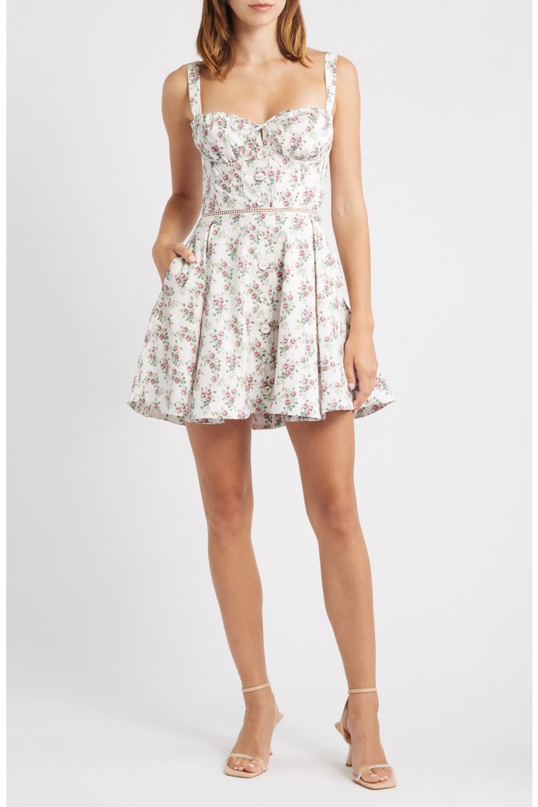 Calia Cocktail Dress, Main, color, TRAILING ROSES CREAM