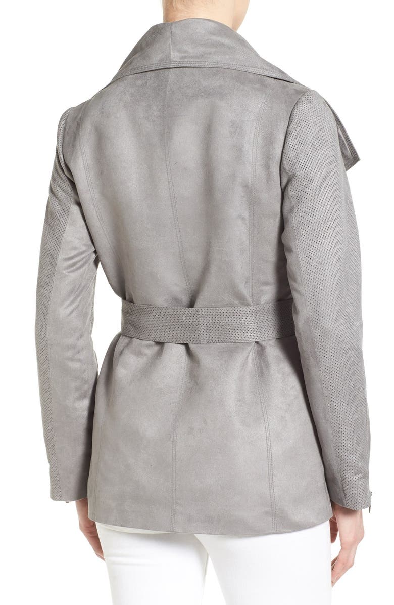 Laundry by Shelli Segal Belted Faux Suede Jacket, Alternate, color, 