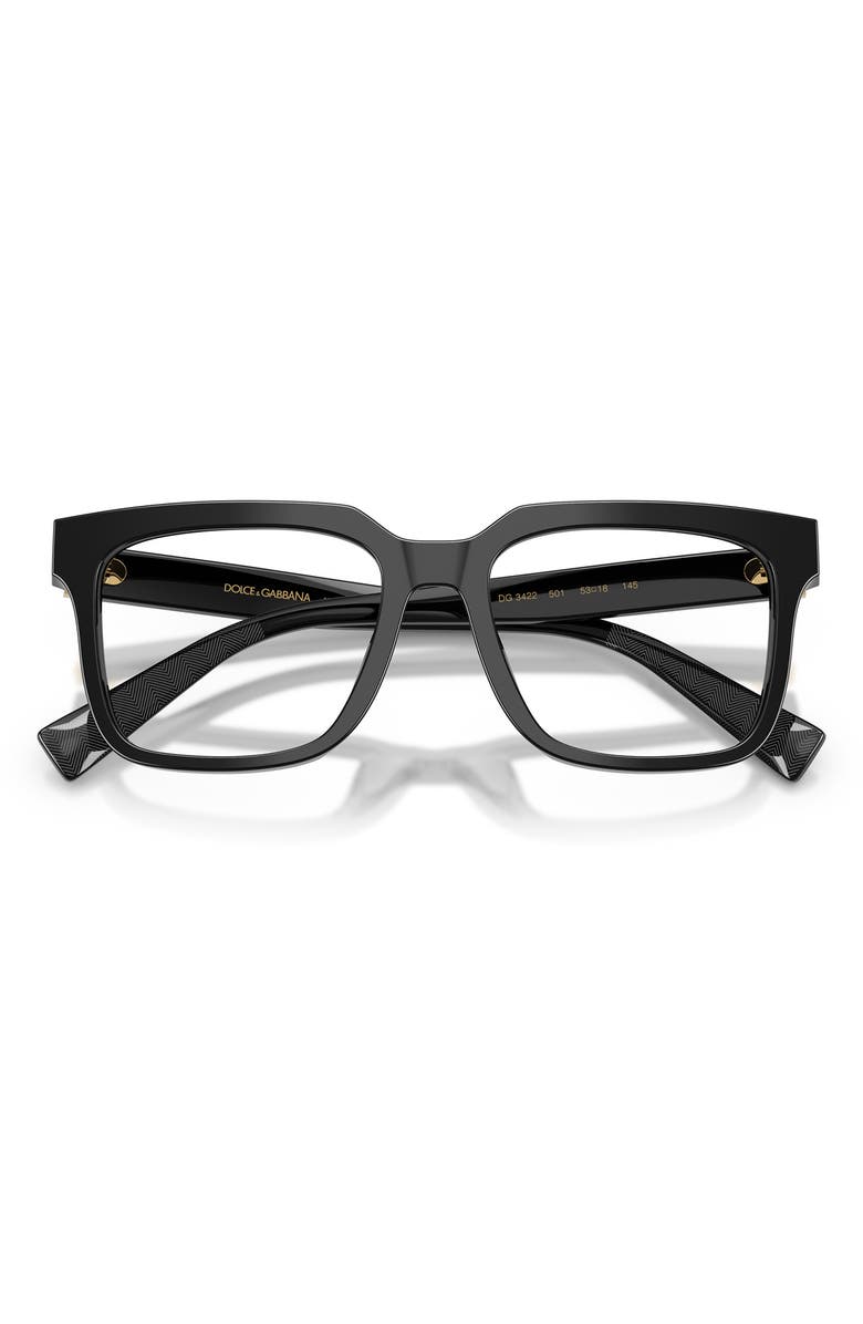 Dolce&Gabbana 51mm Square Optical Glasses, Alternate, color, Black