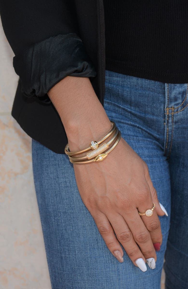 Liza Schwartz Good Karma CZ Pavé Leather Bracelet, Alternate, color, 