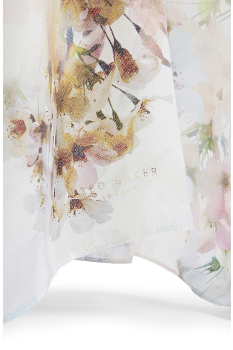 Fayreli Floral Print Twill Scarf, Alternate, color, IVORY