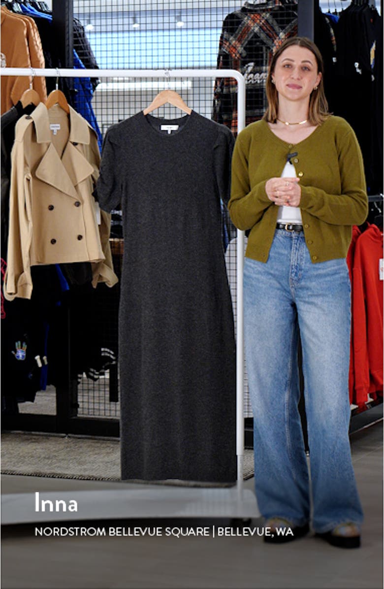 Ruched Sleeve Recycled Cashmere & Recycled Wool Sweater Dress, sales video thumbnail