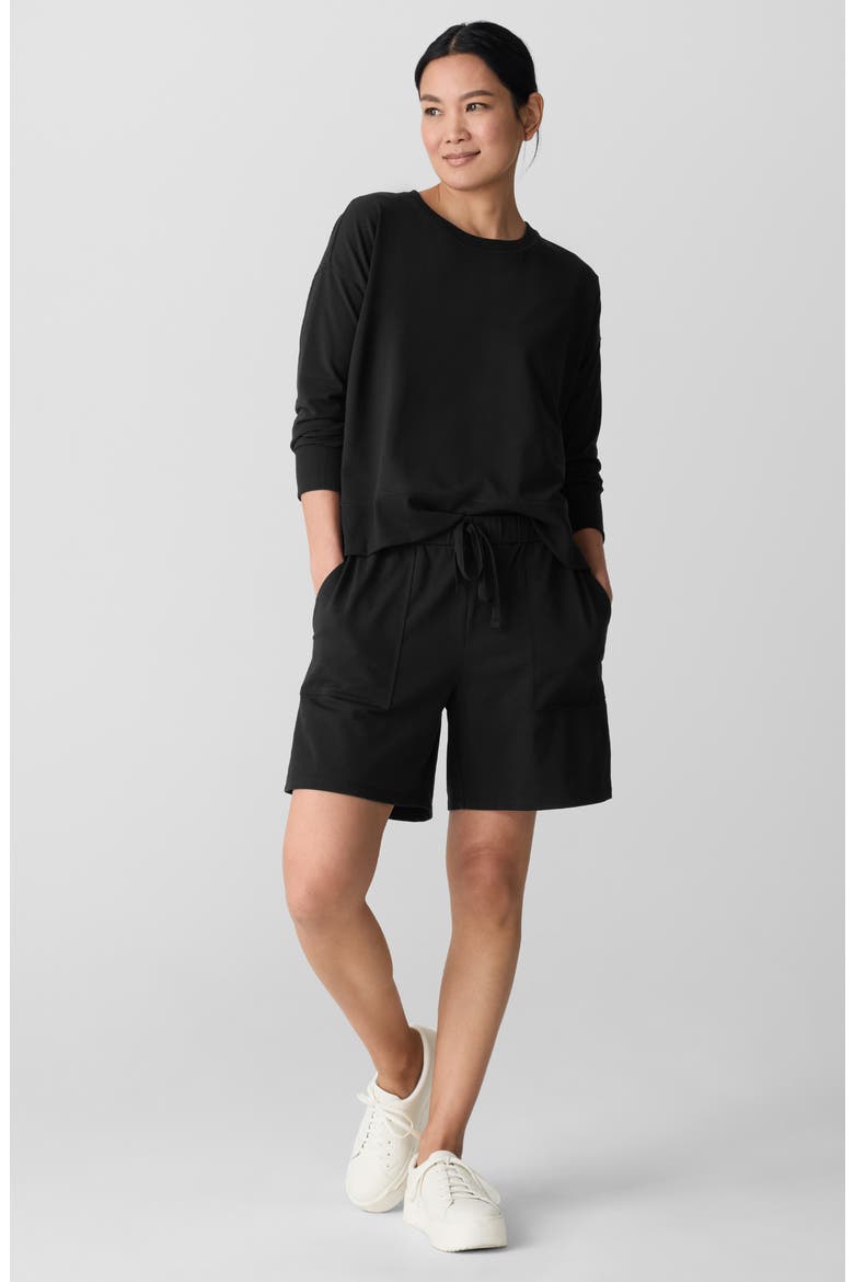 Stretch Organic Cotton Drawstring Shorts, Alternate, color, BLACK