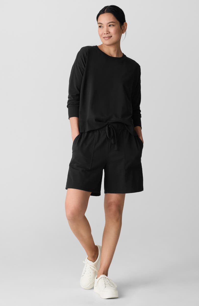Eileen Fisher Stretch Organic Cotton Drawstring Shorts, Alternate, color, 