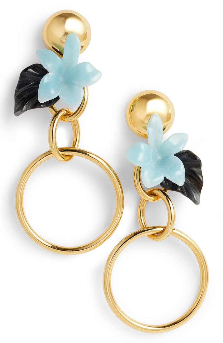 Lele Sadoughi Hibiscus Golden Hoop Drop Earrings, Main, color, 