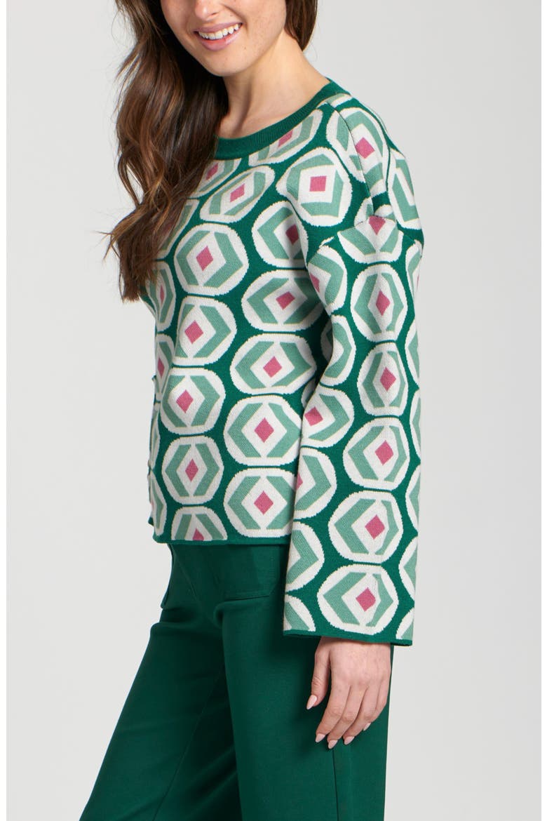 Abstract Geo Sweater, Alternate, color, EMERALD GREEN