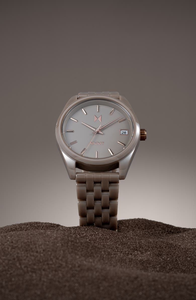 MVMT Rise Boyfriend Ceramic Bracelet Watch, 36mm, Alternate, color, Taupe