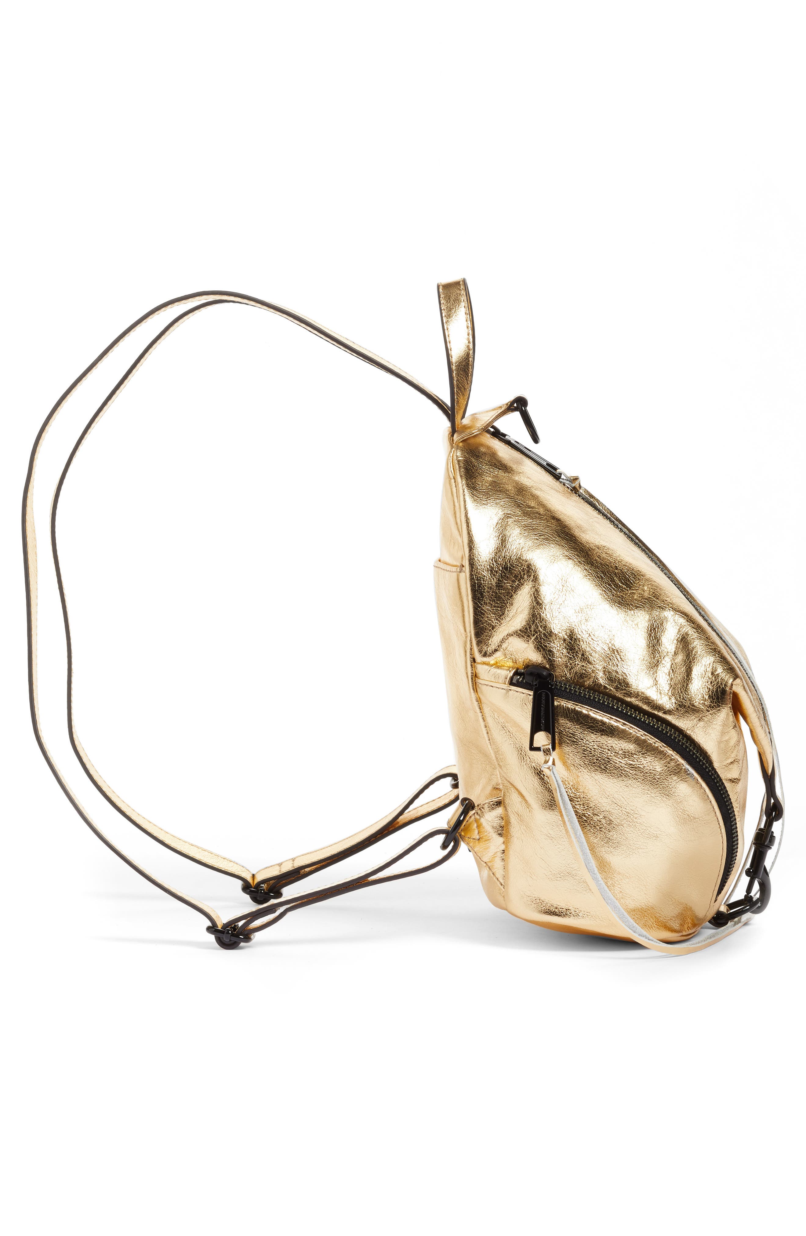Rebecca Minkoff Medium Julian Metallic Leather Backpack, Alternate, color, 