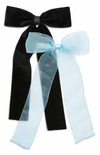 Set of 2 Velvet & Organza Hair Bow Barrettes