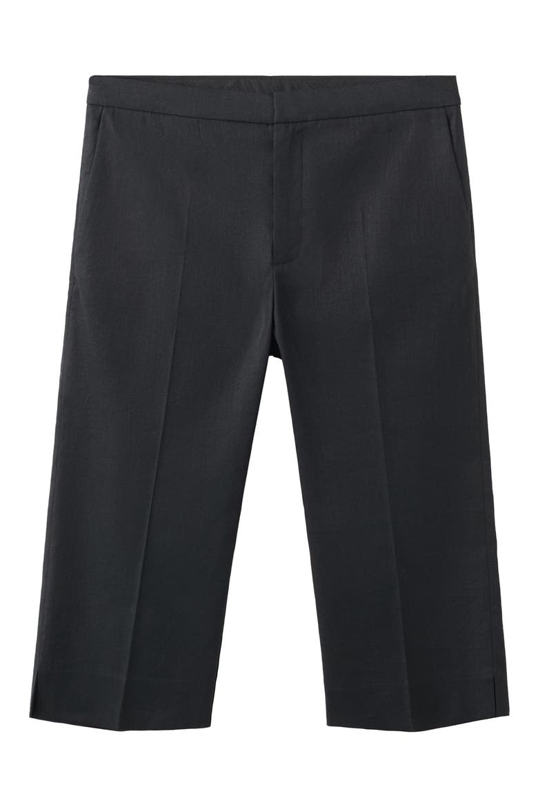 Linen Blend Capri Pants, Main, color, BLACK