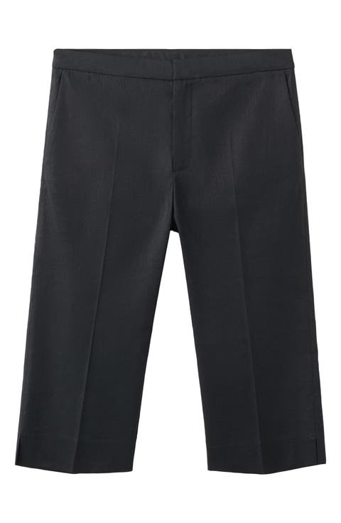 Linen Blend Capri Pants
