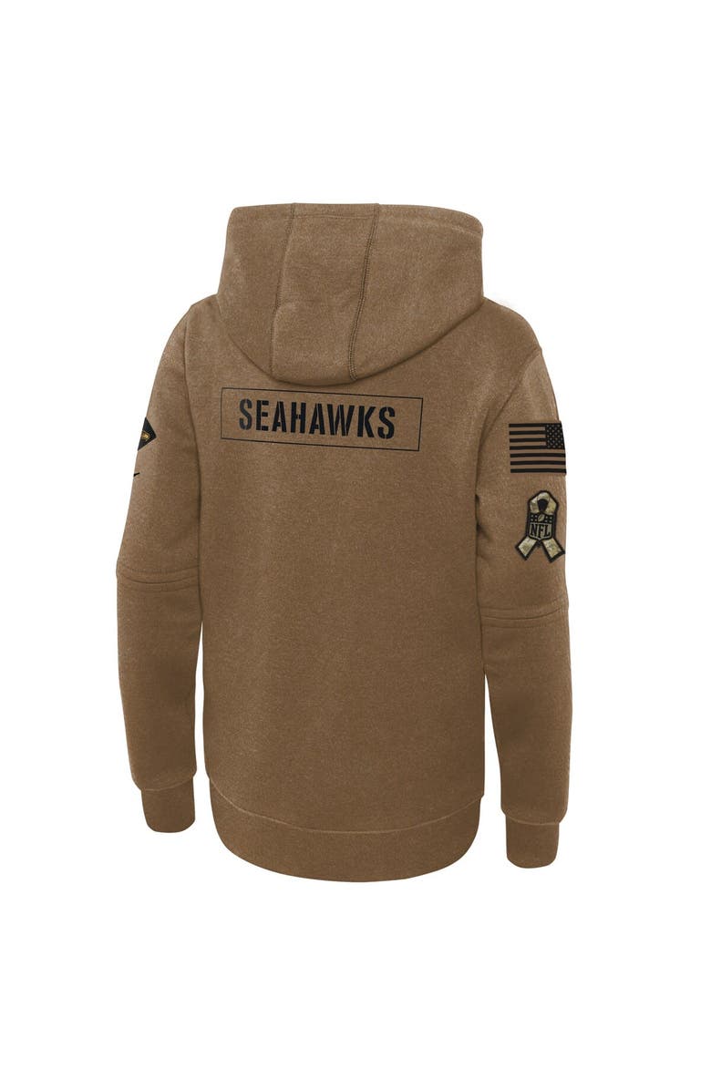 Nike Youth Nike Brown Seattle Seahawks 2023 Salute to Service Club Fleece Pullover Hoodie, Alternate, color,