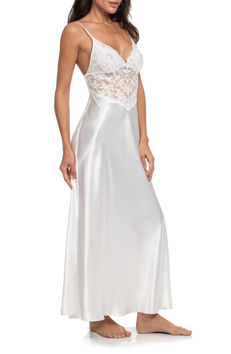 In Bloom by Jonquil Lorena Lace & Satin Nightgown, Alternate, color, Ivory