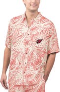Margaritaville Men's Margaritaville Tan Arizona Cardinals Sand Washed Monstera Print Party Button-Up Shirt