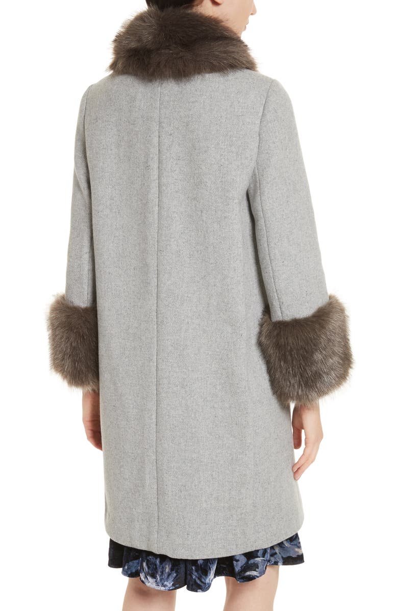 Kate Spade New York faux fur trim coat, Alternate, color, 