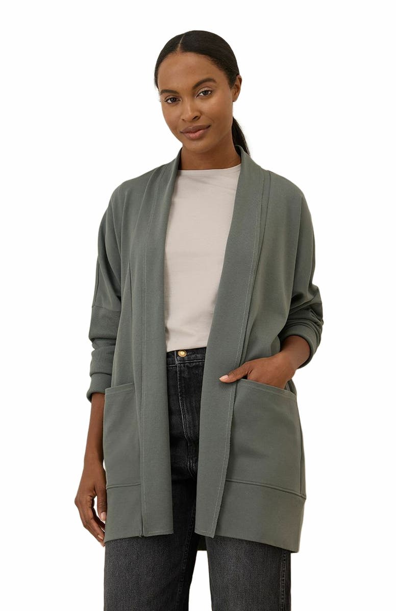 Pact Organic Cotton Airplane Wrap Cardigan, Main, color, Castor Grey