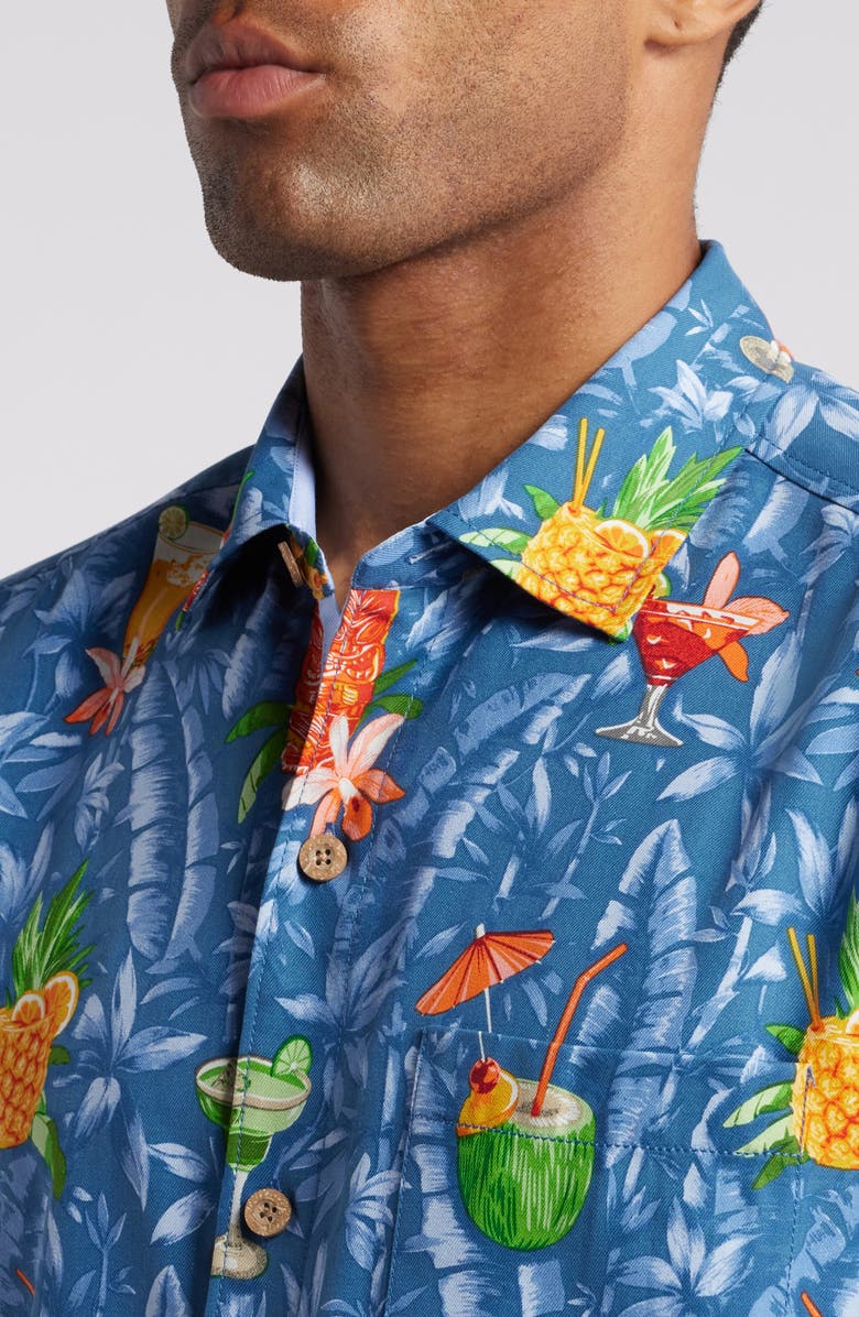 Tommy Bahama Tide One On Print Short Sleeve Silk Button-Up Shirt, Alternate, color, 