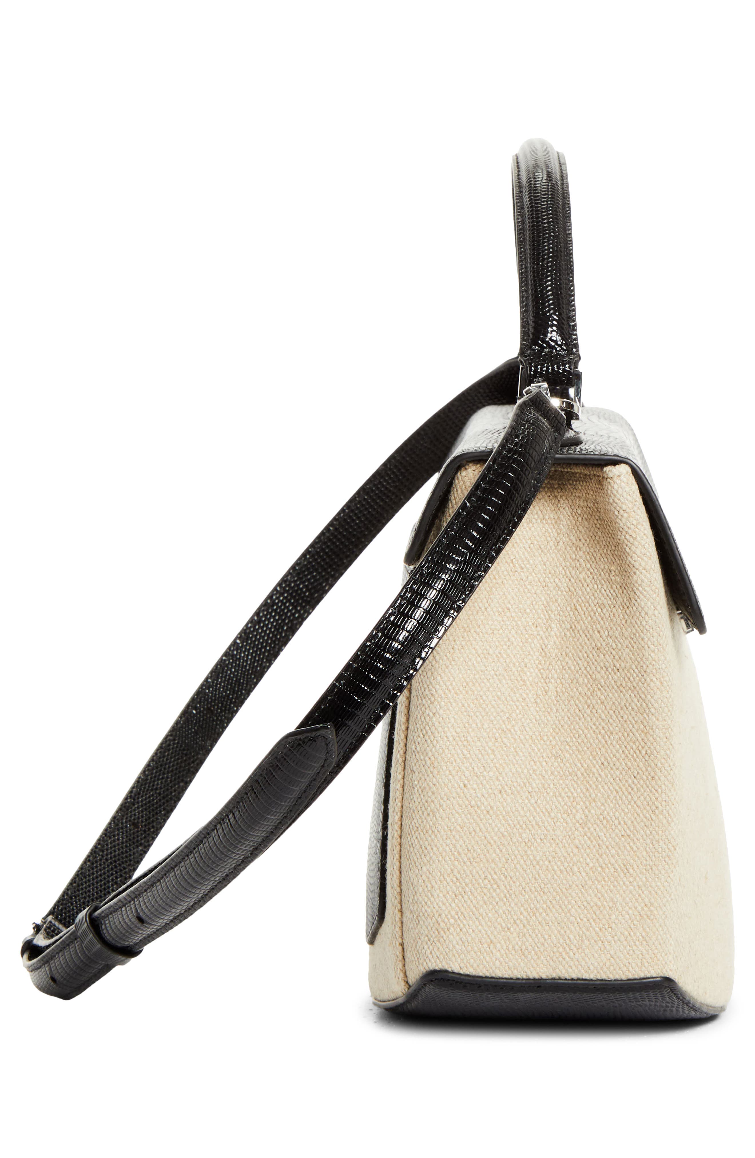 TOTEME Clip Canvas & Lizard Embossed Leather Top Handle Bag, Alternate, color, 