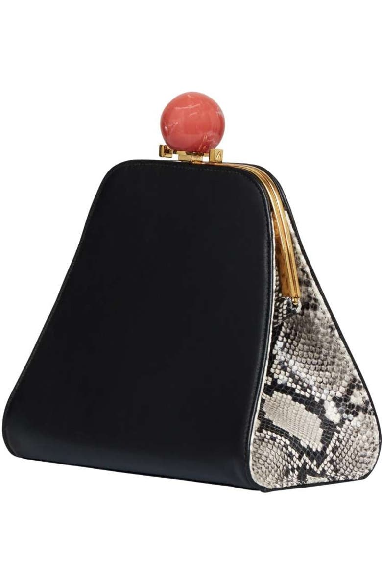 LarAllan Josephine Ball Frame Calfskin Leather Bag, Alternate, color, Black