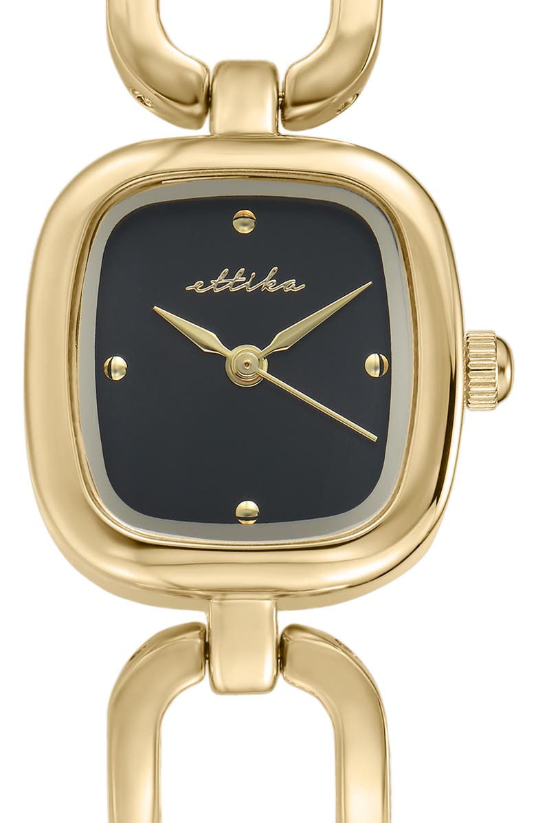 Ettika Square Link Bracelet Watch, Alternate, color, Black/ Gold