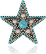 Jessica Simpson Turquoise Star Pin with Crystal Accents