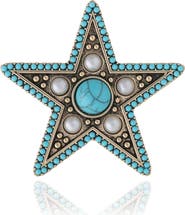Jessica Simpson Turquoise Star Pin with Crystal Accents