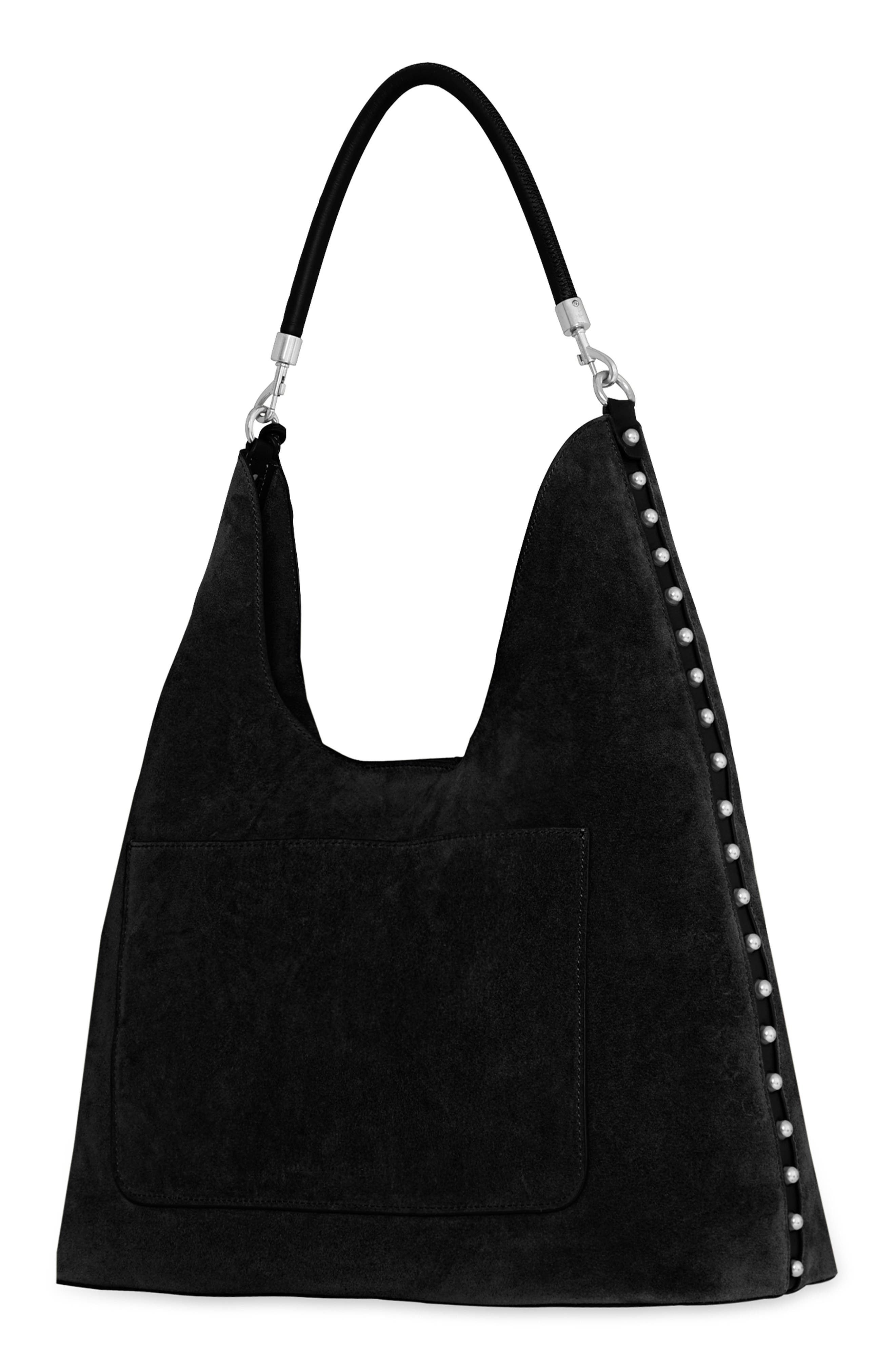 Nolita Leather Hobo, Alternate, color, BLACK