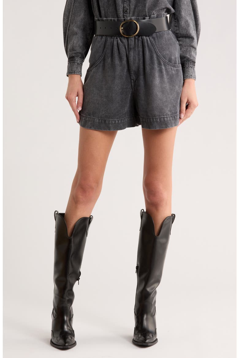 Titea High Waist Paperbag Shorts, Main, color, GREY