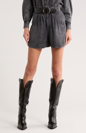 Isabel Marant Étoile Titea High Waist Paperbag Shorts In Gray