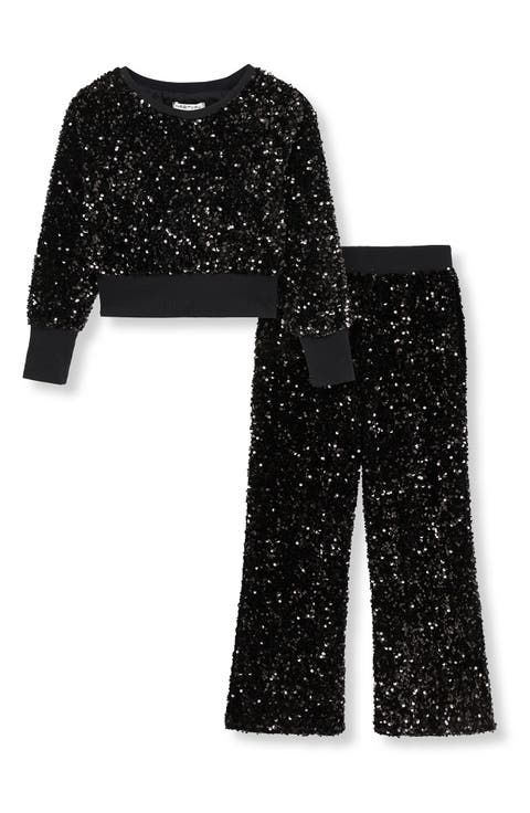 Kids' Allover Sequin Sweatshirt & Pants Set