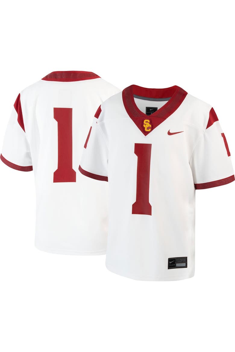 Youth Nike #1 White USC Trojans 1st Armored Division Old Ironsides Untouchable Football Jersey, Main, color, White