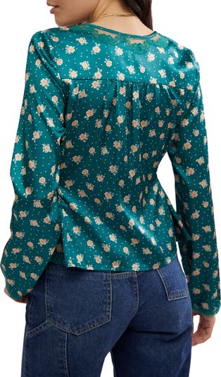 Field of Roses Satin & Lace Top