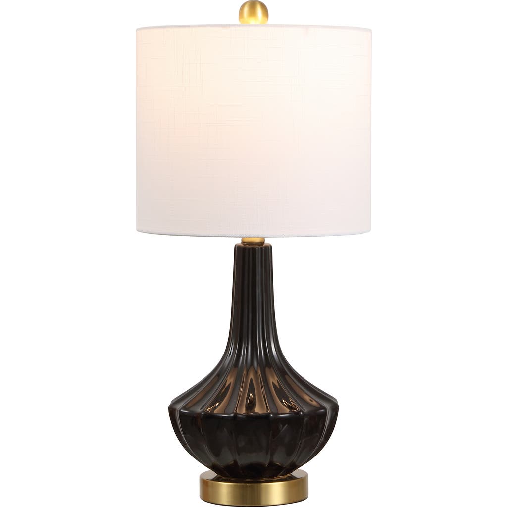 Jonathan Y Parker 21.5" Contemporary Traditional Ceramic/metal Gourd Led Table Lamp In Black