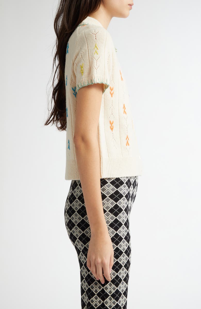 YanYan Daisy Embroidered Lambswool Cardigan, Alternate, color, 