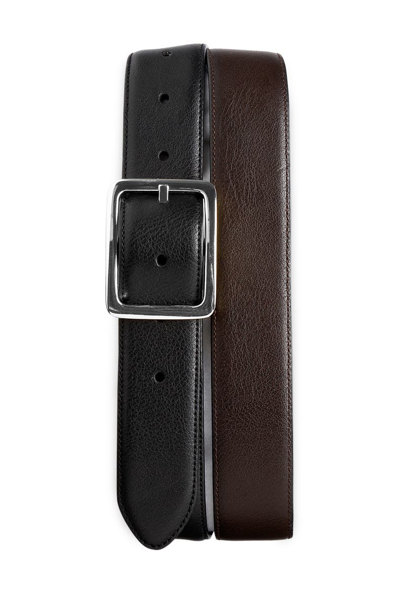 Big & Tall Reversible Leather Dress Belt, Main, color, BLK BROWN