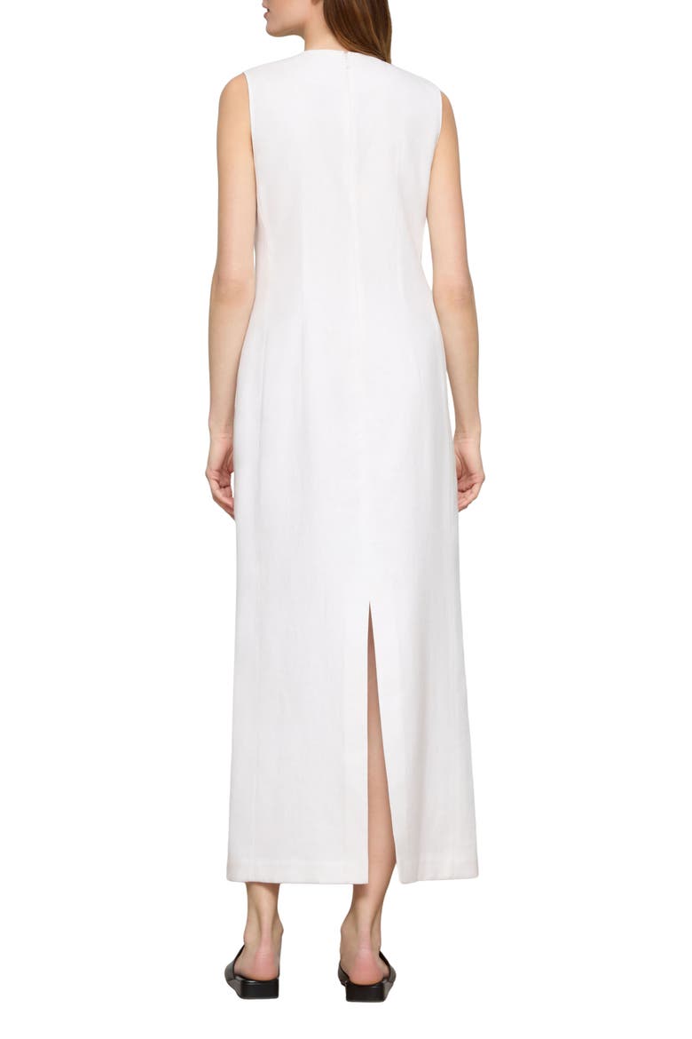 Buttoned Linen Maxi Dress, Alternate, color, WHITE
