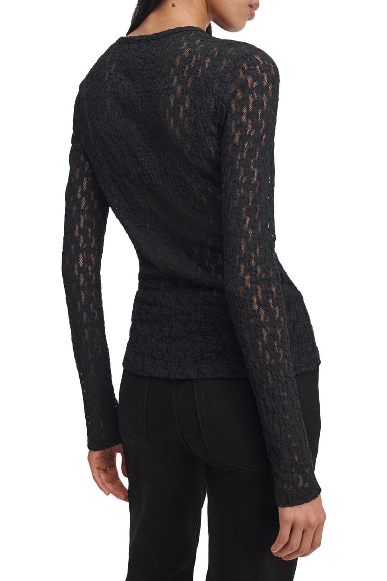 Bardot Long Sleeve Lace Top, Alternate, color, BLACK