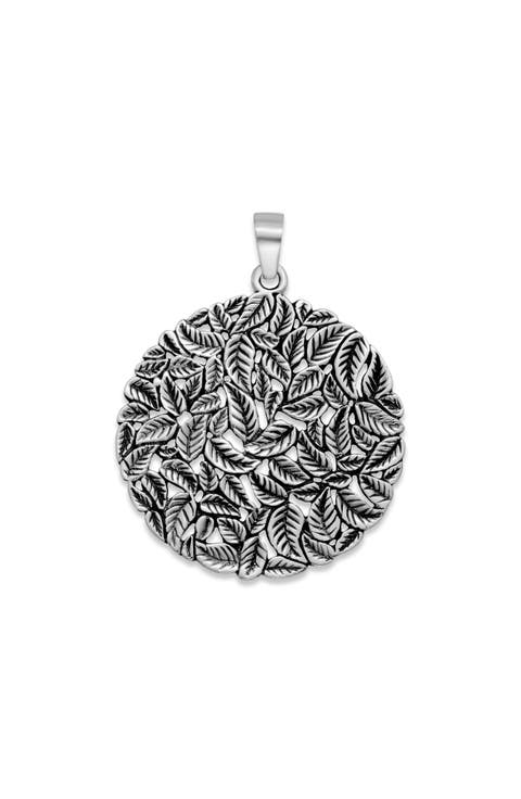 Sterling Silver Round Leaf Motif Pendant