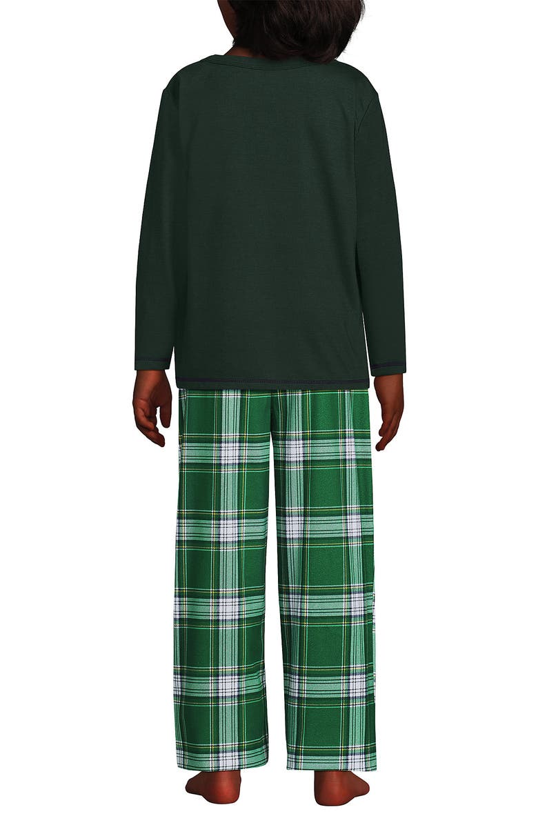 Lands' End Kids Soft Jersey Sleep Top, Alternate, color, Emerald Plaid