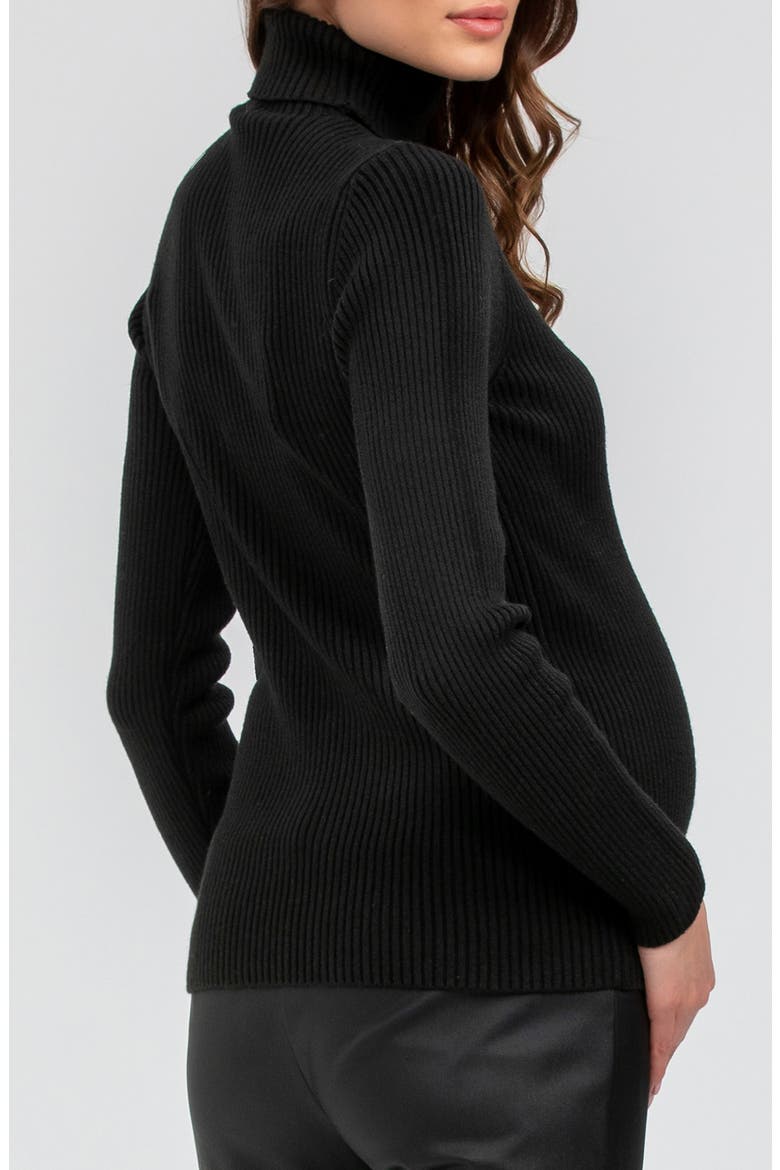 Aurora Turtleneck Rib Maternity Sweater, Alternate, color, BLACK