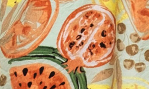 August Sky Fruit Print Tie Strap Midi Sundress In Multi