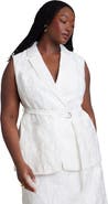 ELOQUII Floral Jacquard Belted Vest