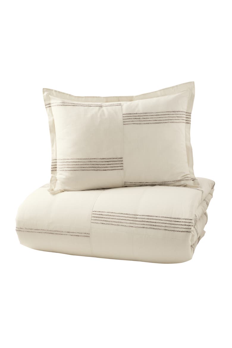 Marled Stripe Duvet Cover & Sham Set, Alternate, color, NATURAL
