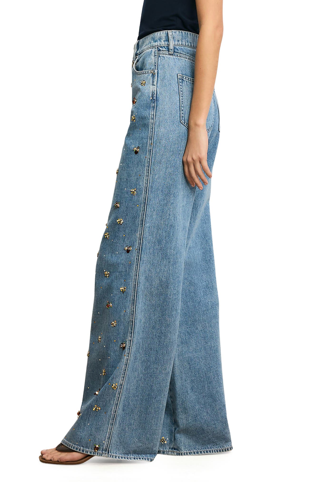 Kasey Embellished Wide Leg Jeans (Women) | Nordstrom