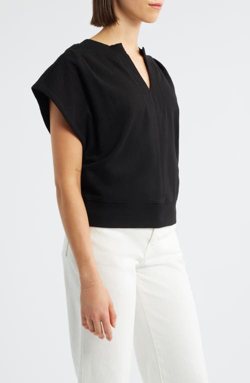 Wit & Wisdom Extended Shoulder Notch Neck Top In Black