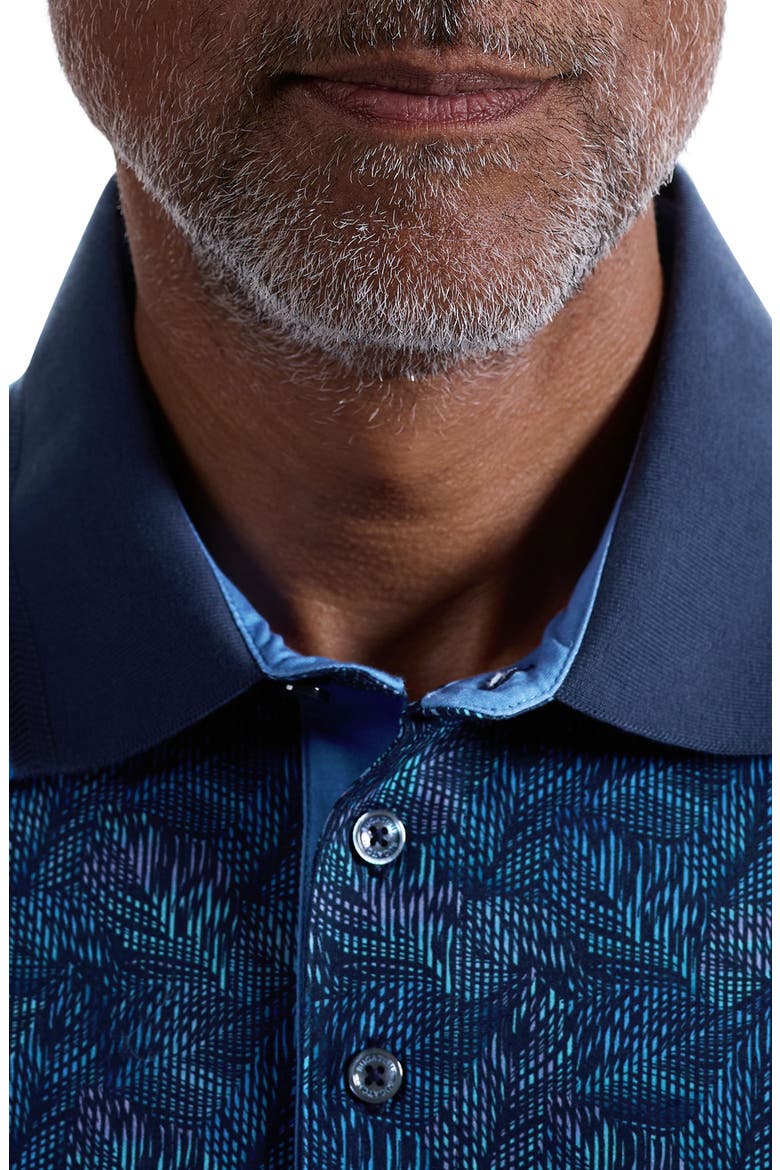 Vance OoohCotton® Leaf Print Polo, Alternate, color, NAVY