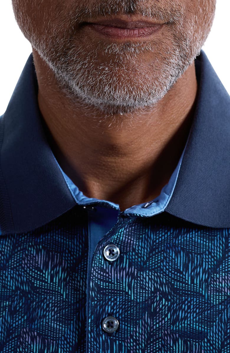 Bugatchi Vance OoohCotton<sup>®</sup> Leaf Print Polo, Alternate, color, Navy