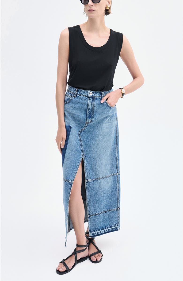 CO Patchwork Maxi Skirt in Denim, Main, color,